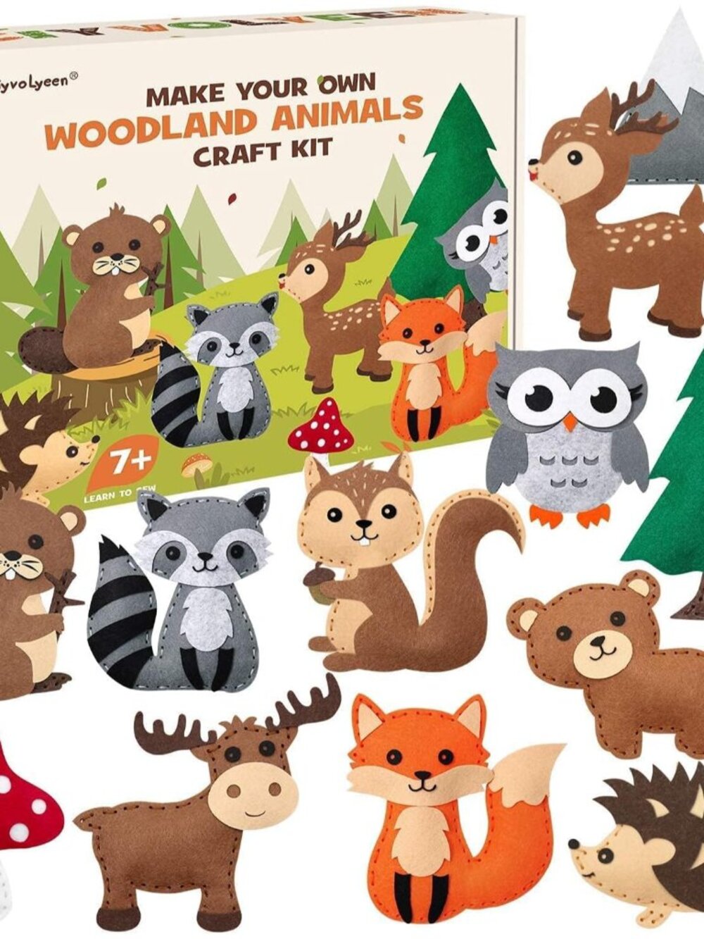 Woodland Animal Sewing Kit for Ages 8-12 Felt Sewing Craft 12Pcs